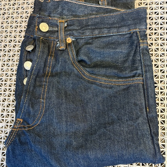 Levi's 501 Button Fly Straight Leg Dark Wash Denim Jeans - Picture 14 of 15